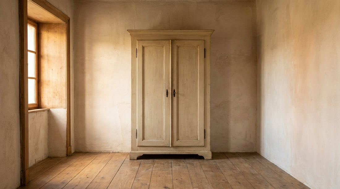 Lifestyle scene featuring a French country armoire. AI-generated supplementary image; refer to primary product photos for color and material accuracy.