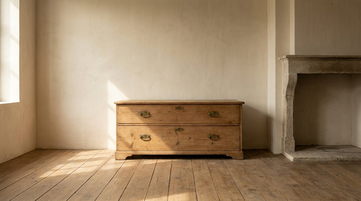 Reclaimed pine furniture buyer's guide cover featuring hand-finished reclaimed pine pieces from Emma Grace Home