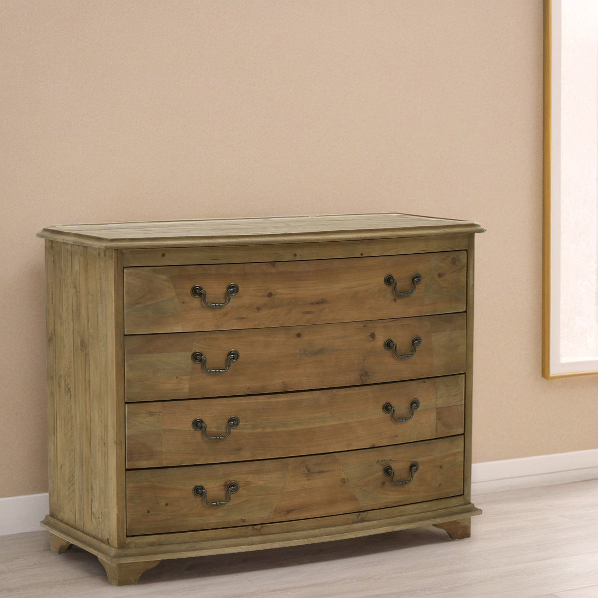 Pine 4 Drawer Bowfront with Natural Wax Seal