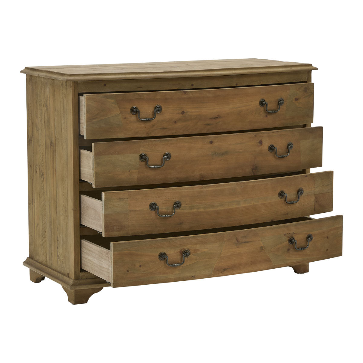 Pine 4 Drawer Bowfront with Natural Wax Seal