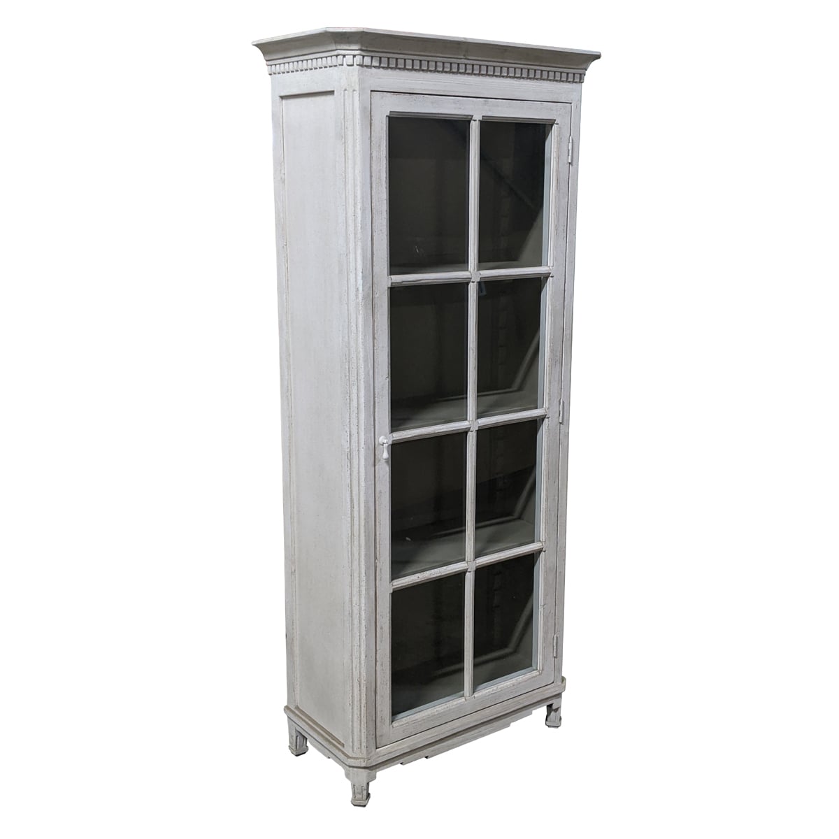Antique White Cabinet with Glass Doors