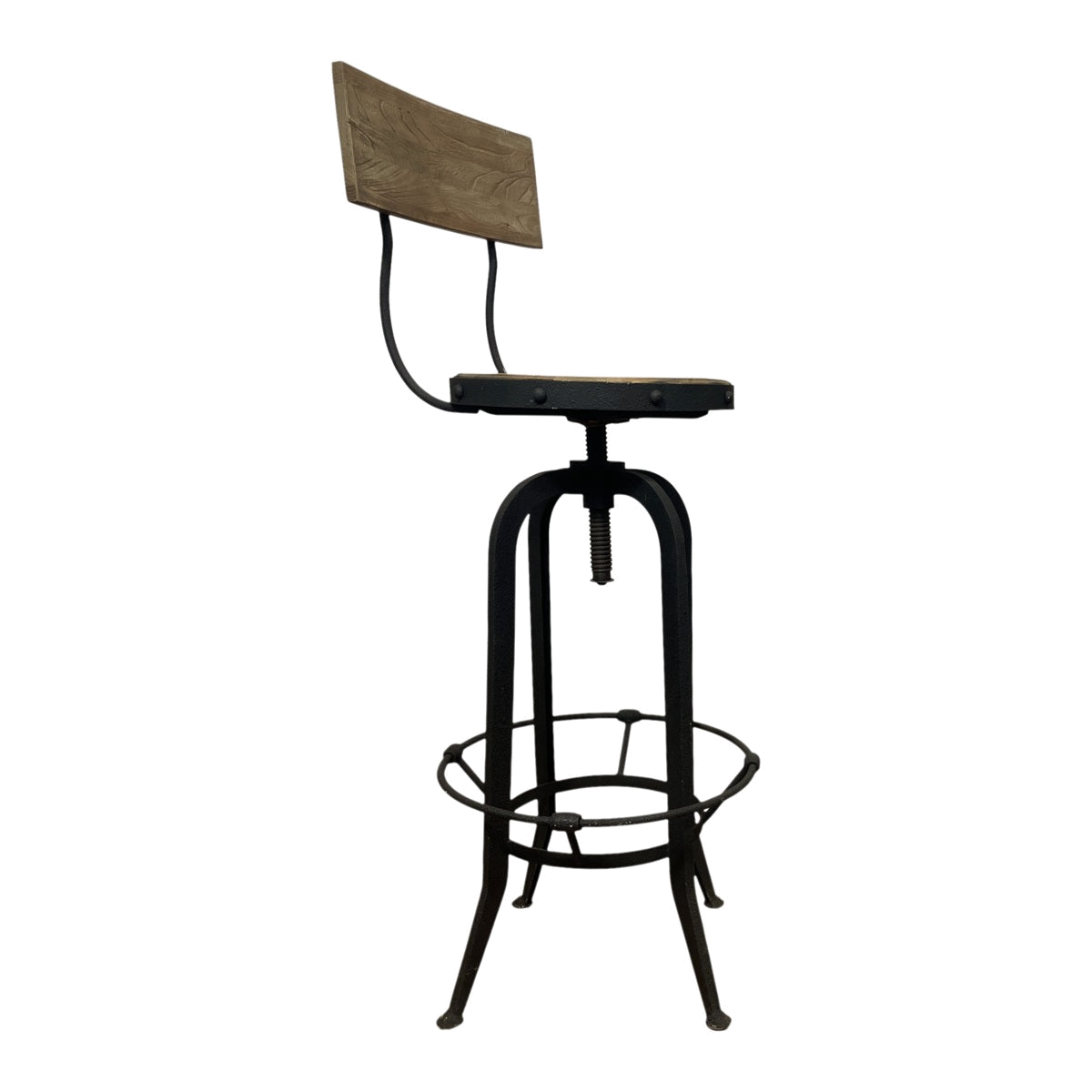 Elm and Rustic Steel Barstool w/ Back