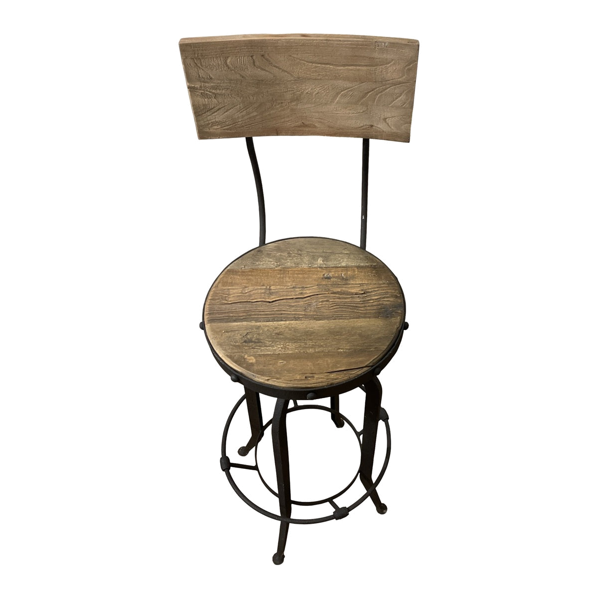 Elm and Rustic Steel Barstool w/ Back