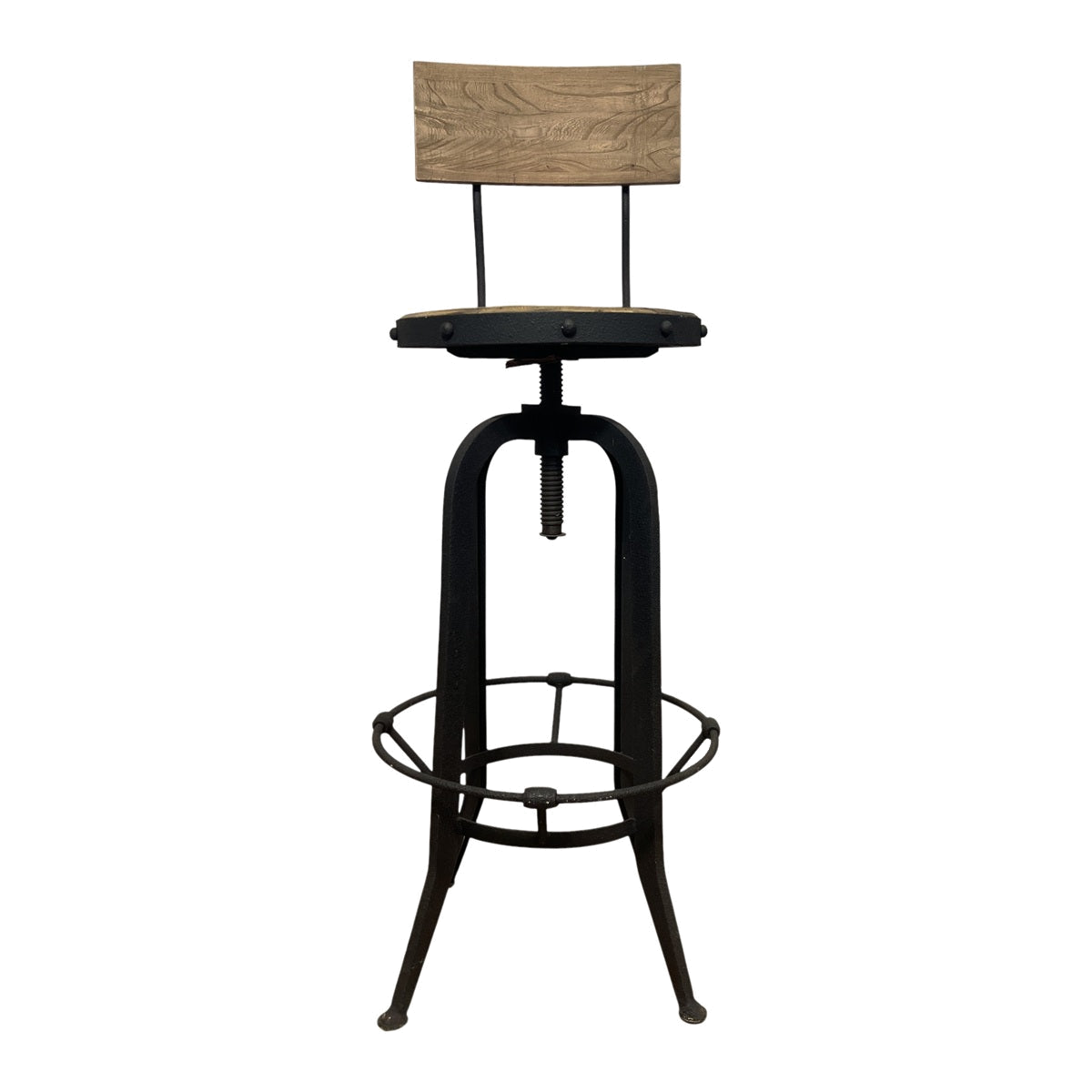 Elm and Rustic Steel Barstool w/ Back