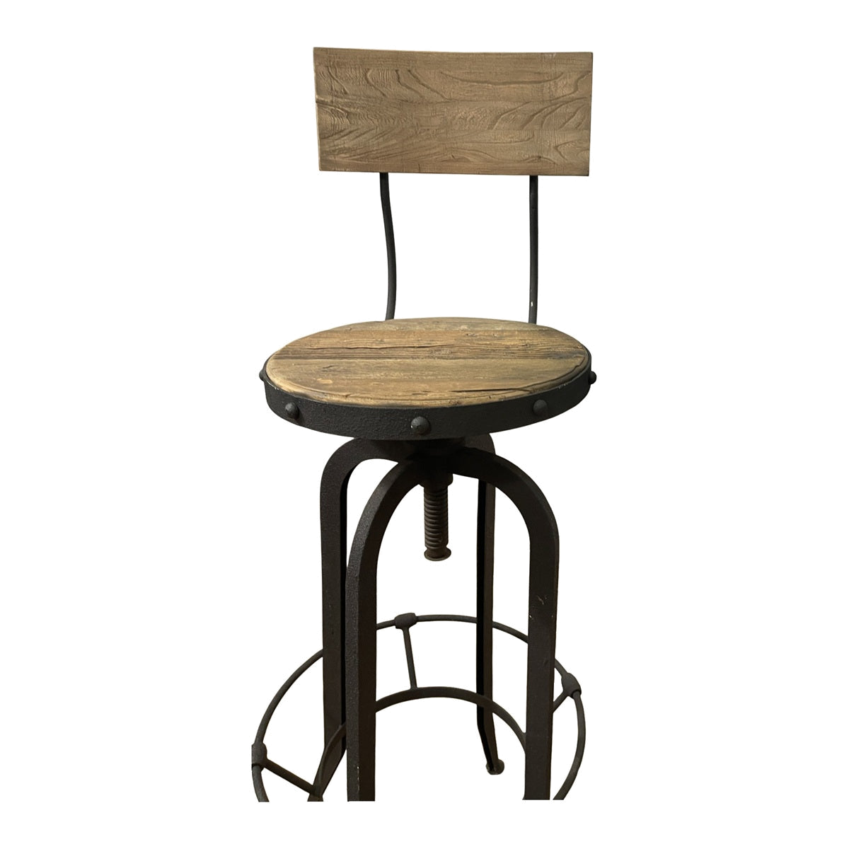 Elm and Rustic Steel Barstool w/ Back