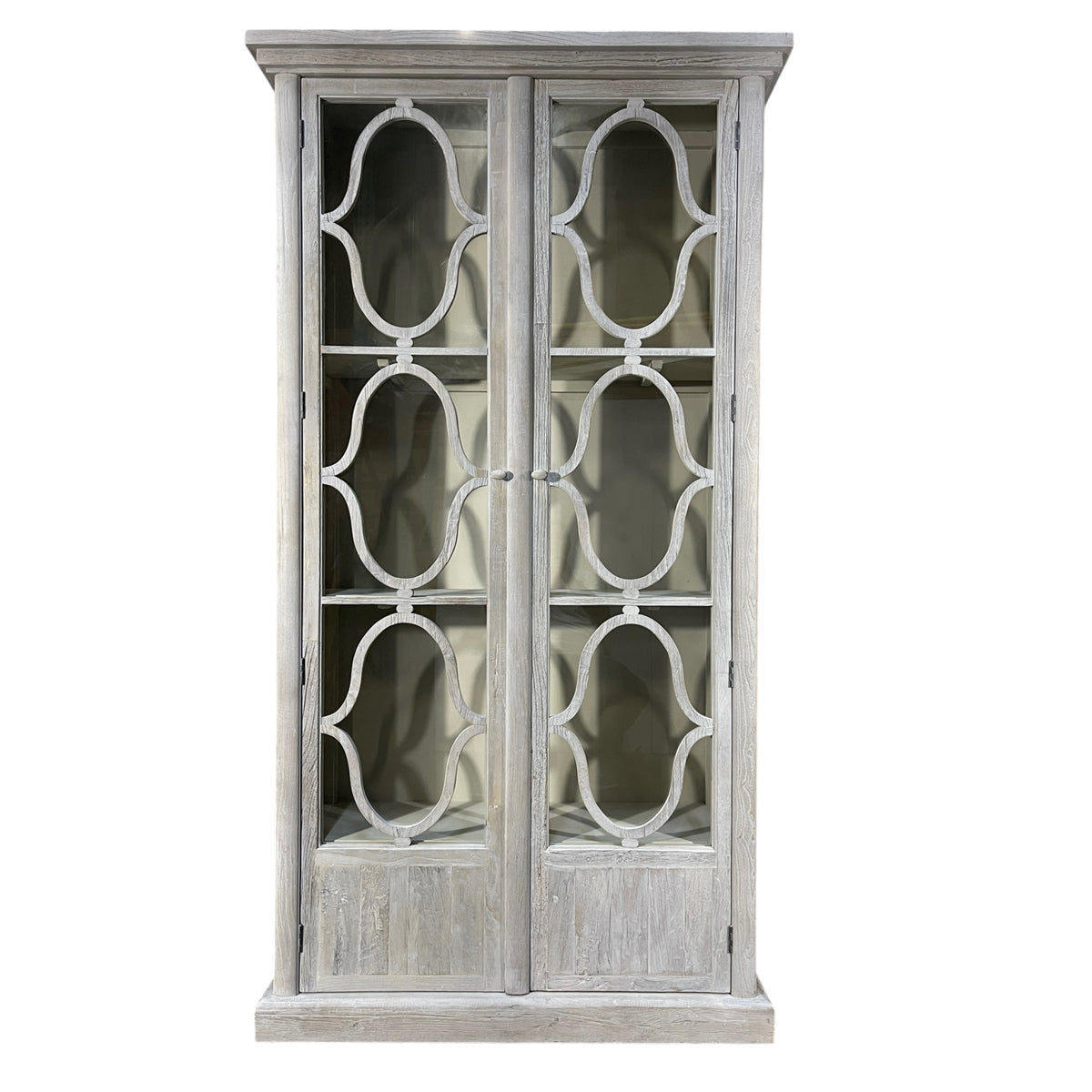 Decorative 2 Door Glass Cabinet in White