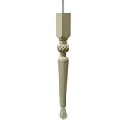 Grooved oak spindle pendant light, turned solid wood vertical form