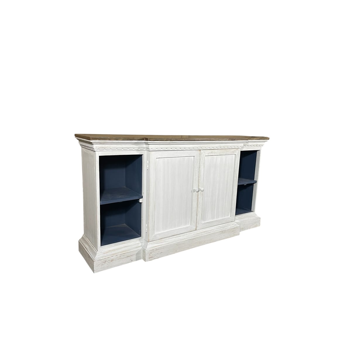 Breakfront Server in Greyish-White with Stone Top
