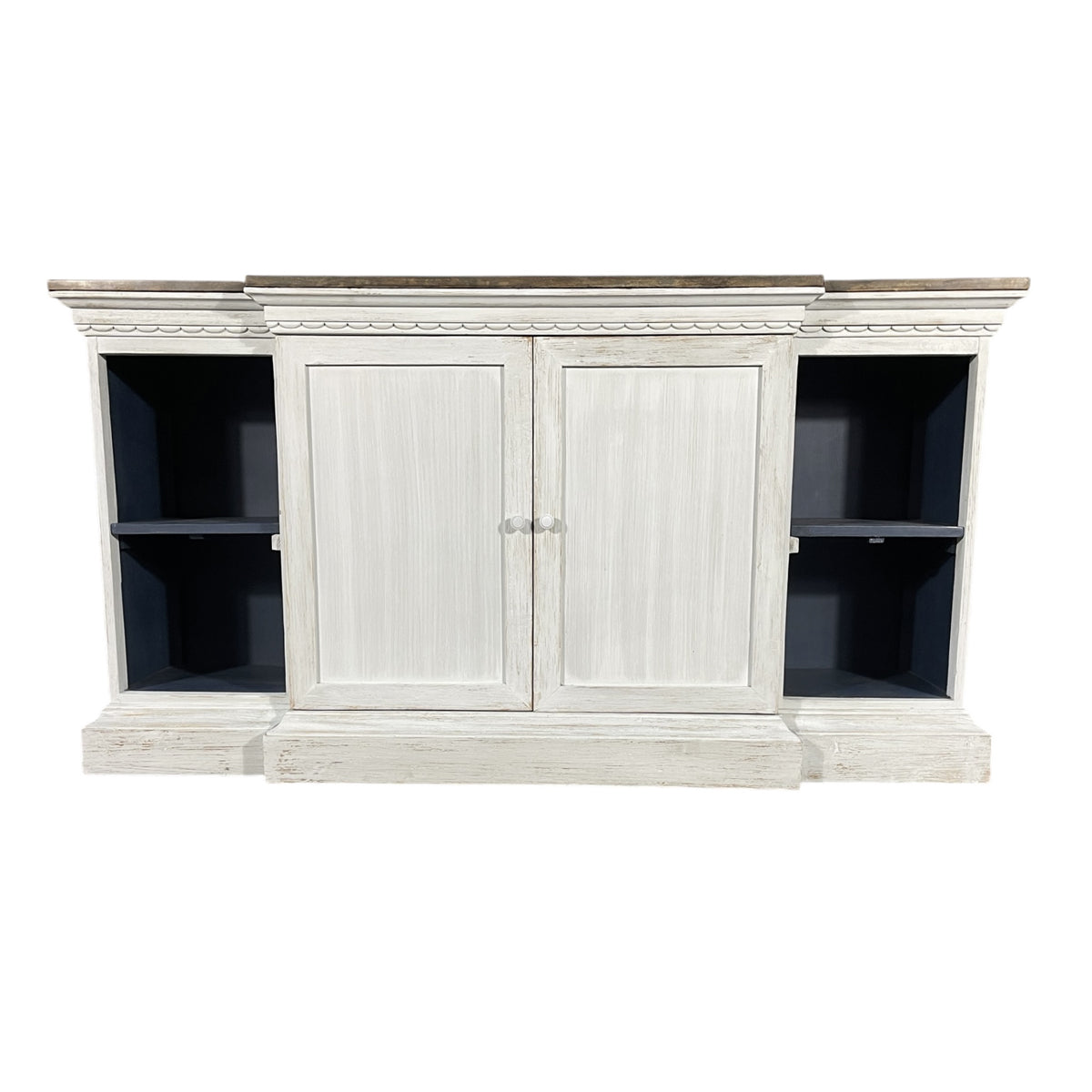 Breakfront Server in Greyish-White with Stone Top