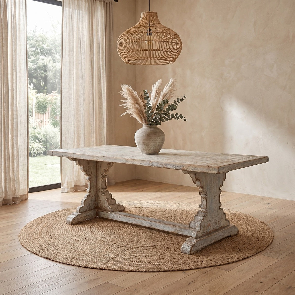 Dining Table in Distressed Light Blue