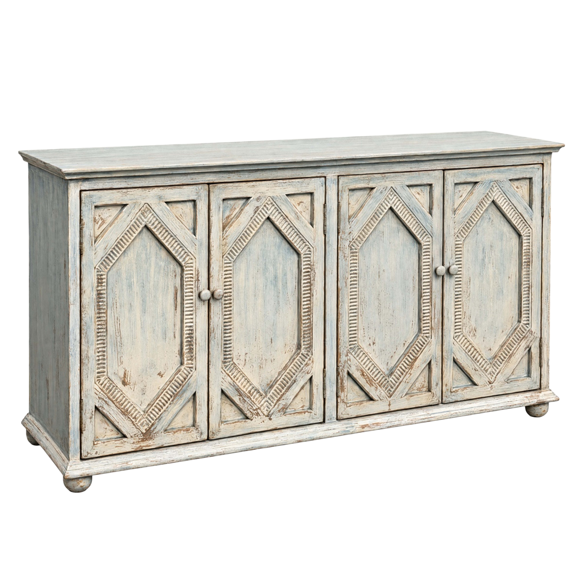 Carved Sideboard Distressed Light Blue
