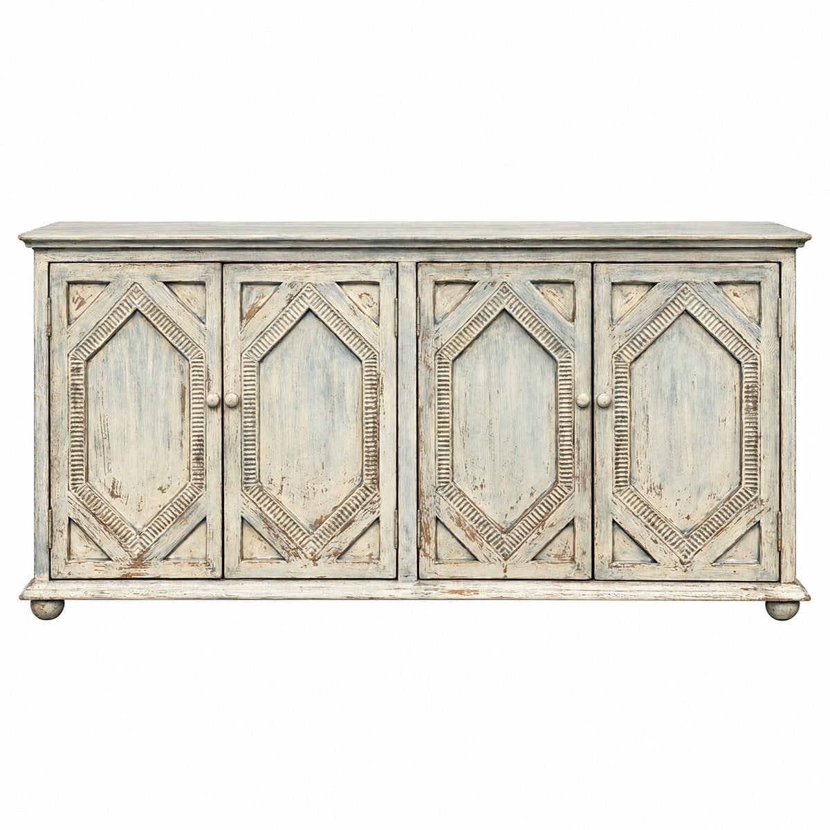 Carved Sideboard Distressed Light Blue
