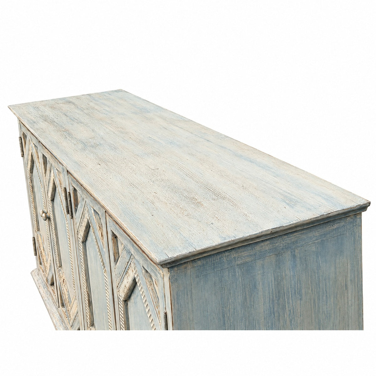 Carved Sideboard Distressed Light Blue