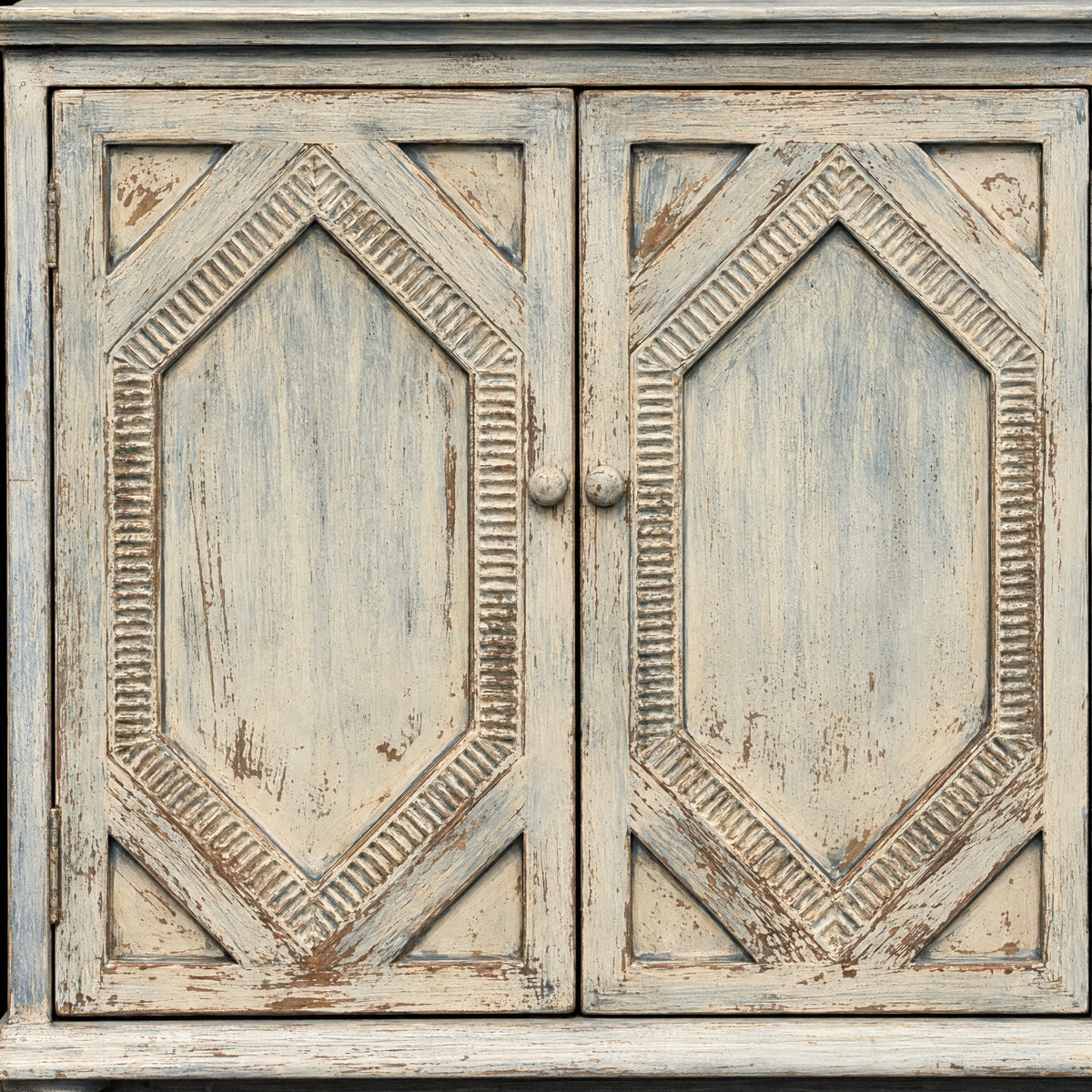 Carved Sideboard Distressed Light Blue
