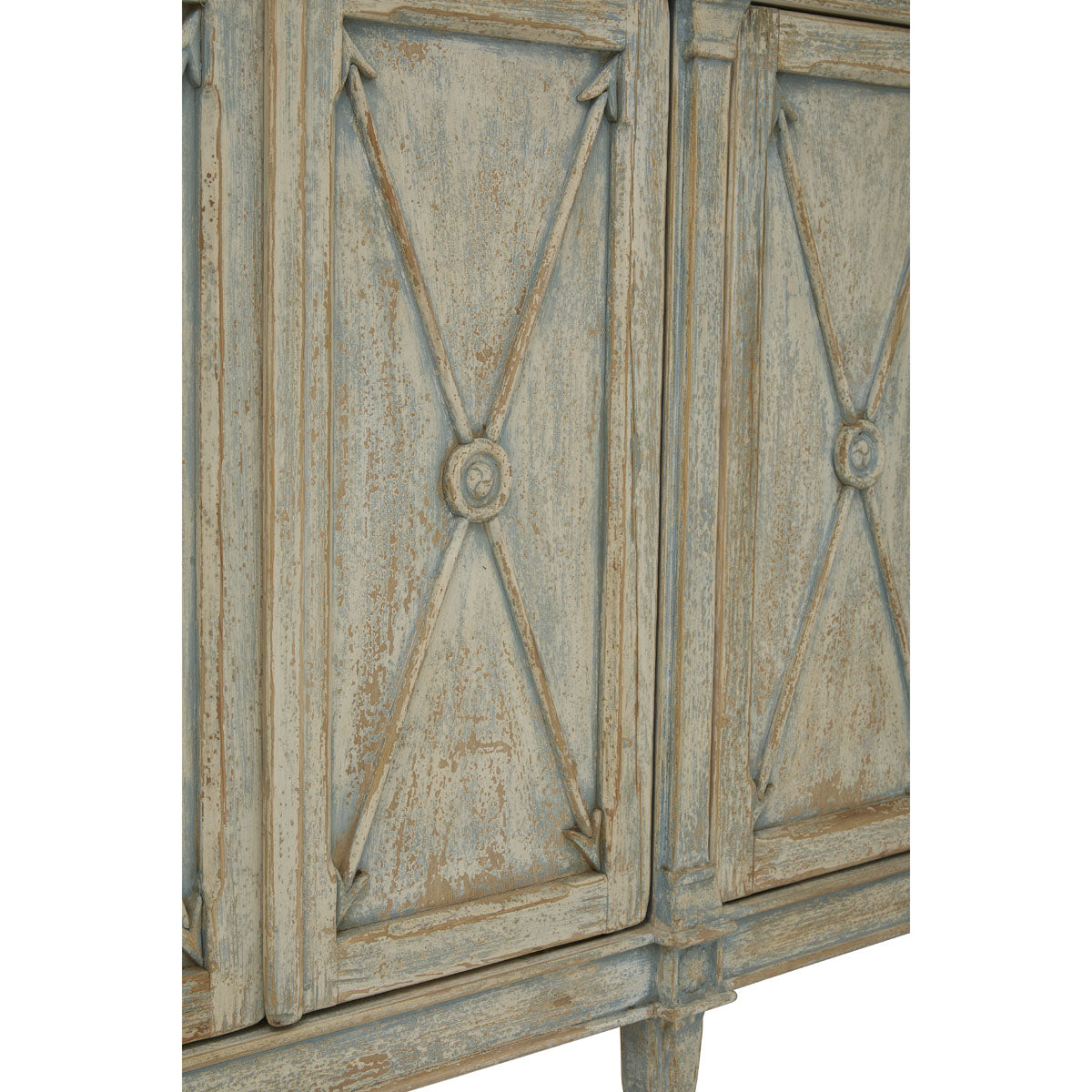 Brighton reclaimed pine four-door server with cross-frame door detailing