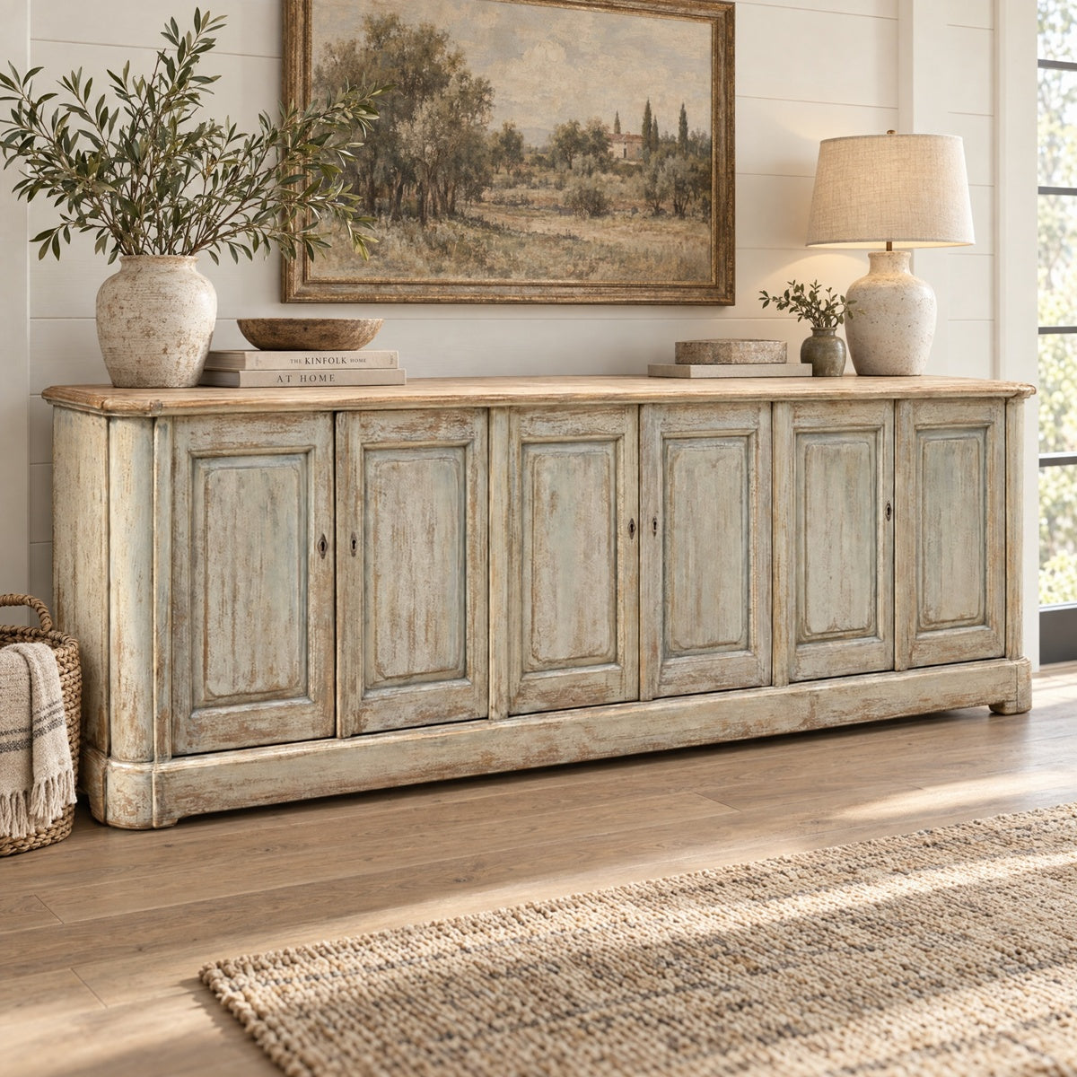 Six Door Sideboard in Distressed Blue