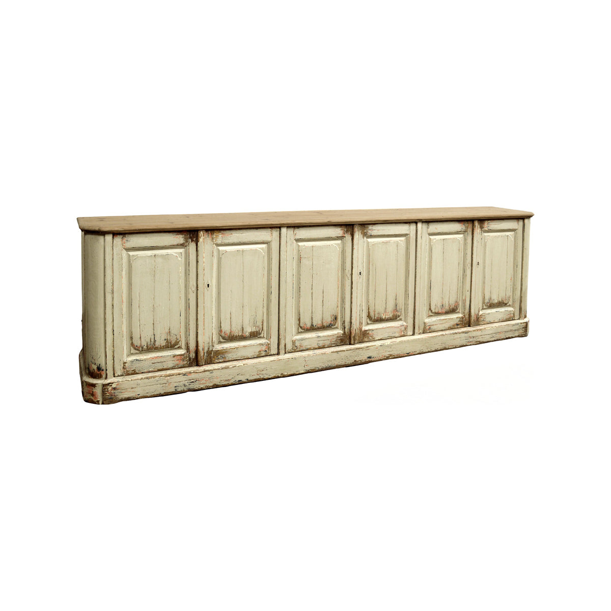 Six Door Panel Server in Distressed Finish