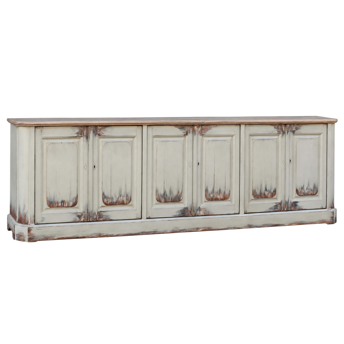 Six Door Panel Server Distressed Finish