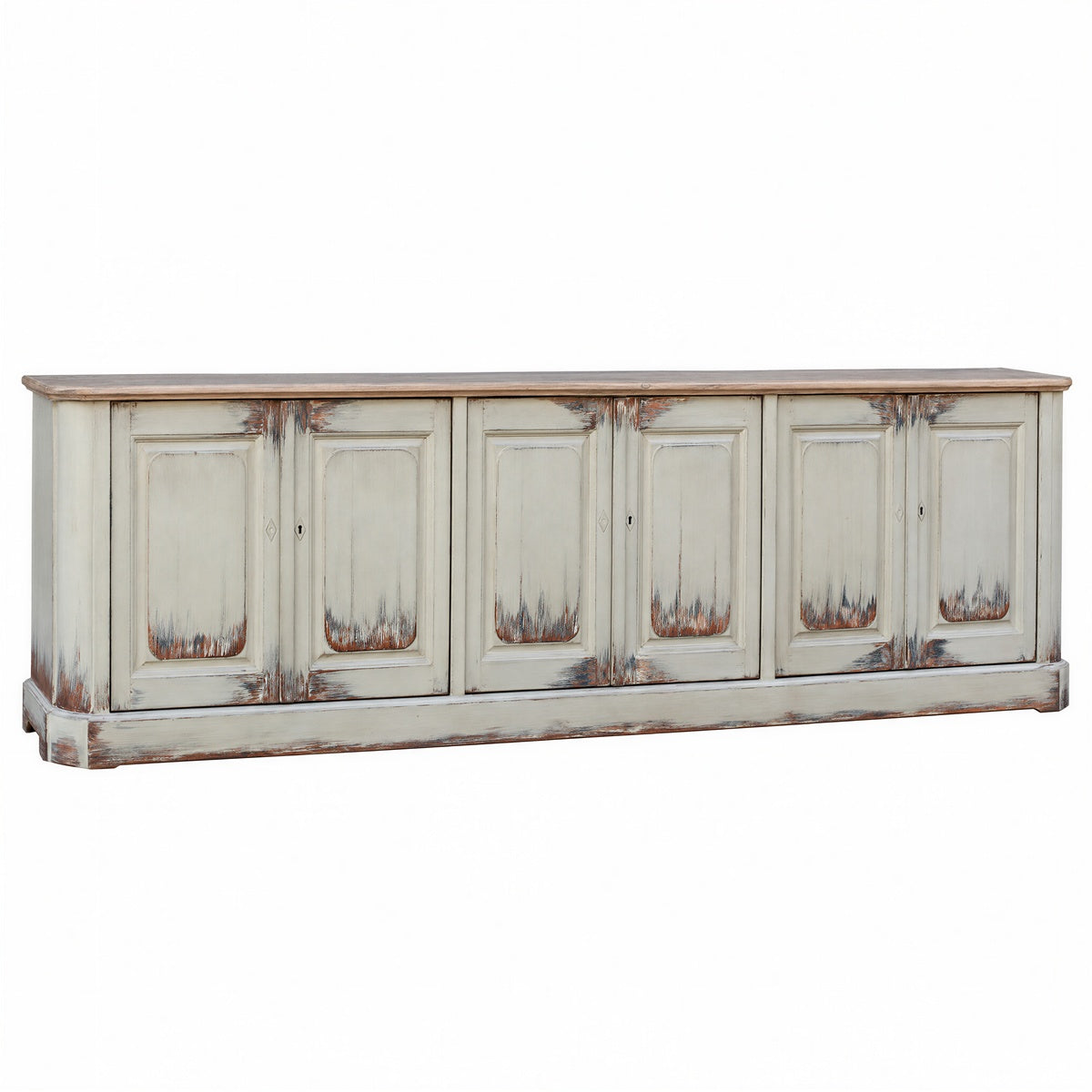 Six Door Panel Server Distressed Finish