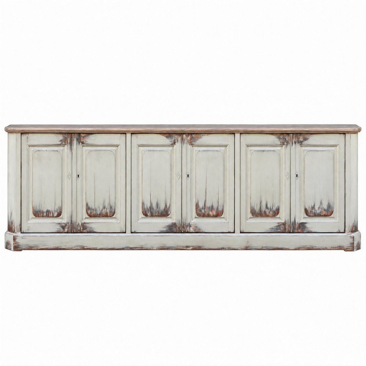 Six Door Panel Server Distressed Finish