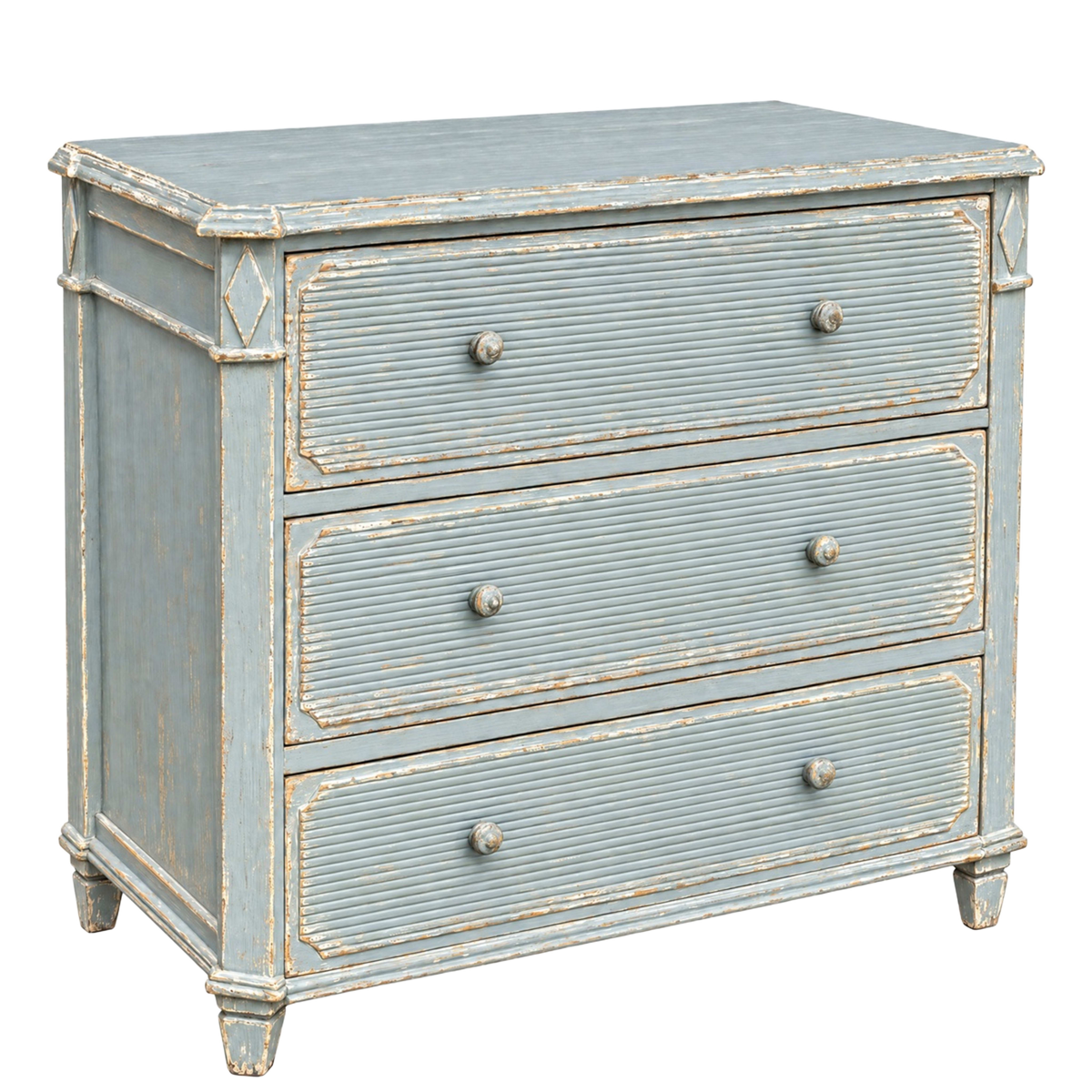 Three Drawer Chest in Distressed Blue