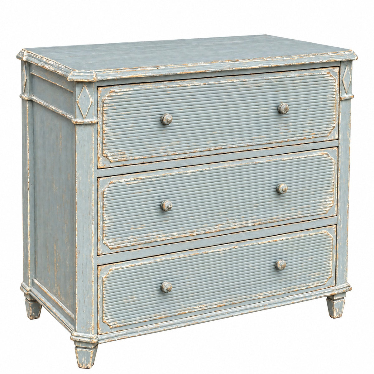 Three Drawer Chest in Distressed Blue