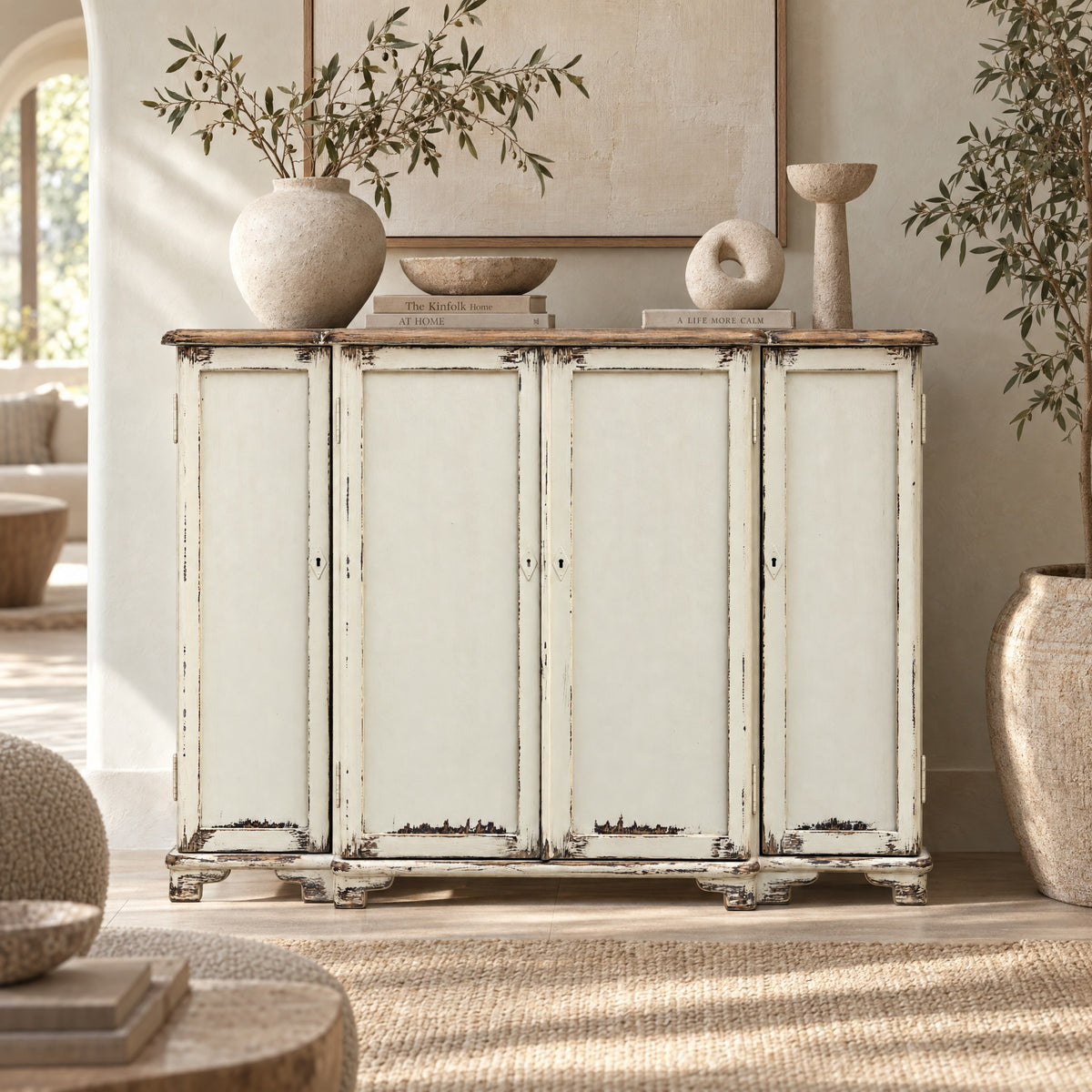 Four Door Server in Antique White
