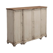 Tall reclaimed pine four-door server in an antique white finish