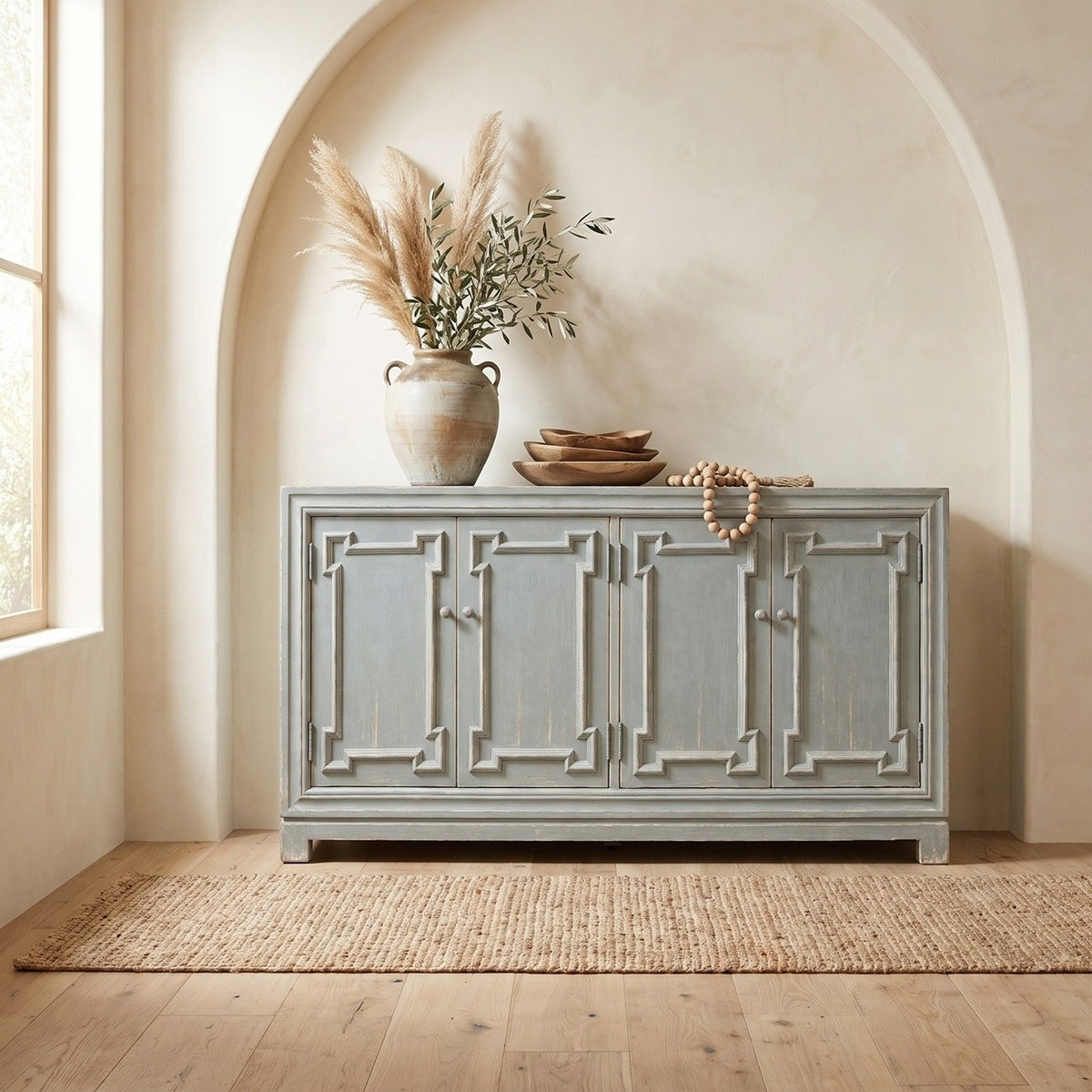 Four Door Server in Distressed Blue