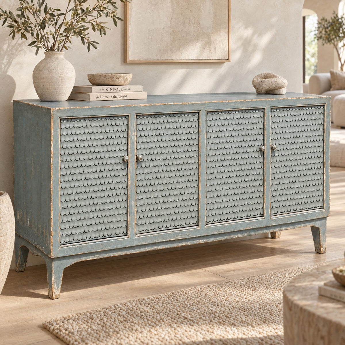 Four Door Server with Scallop Design