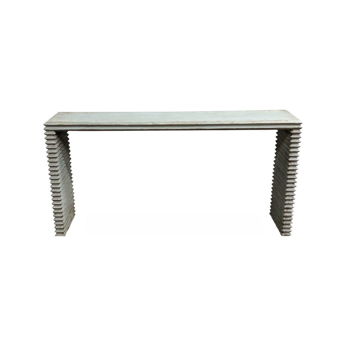 Distressed reclaimed pine console table with straight supports