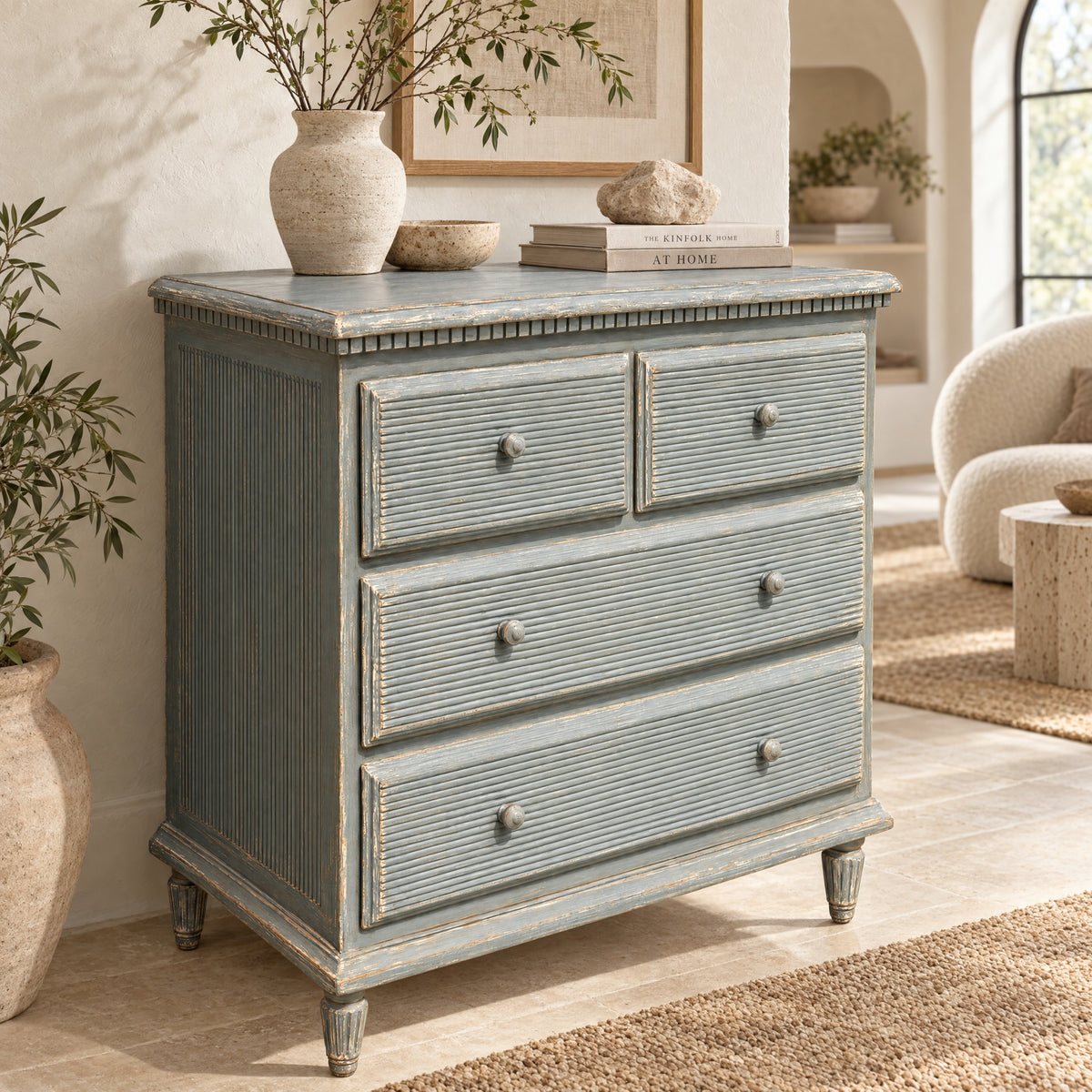 Two Over Two Chest in Distressed Blue