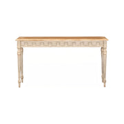 Small reclaimed pine console table in distressed antique white