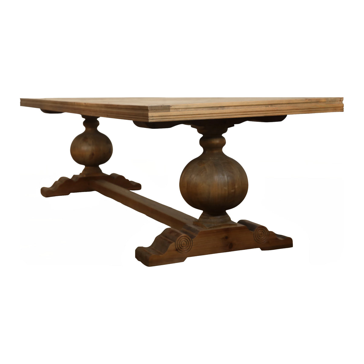 Ball Leg Dining Table with Metal Inlay Corner
