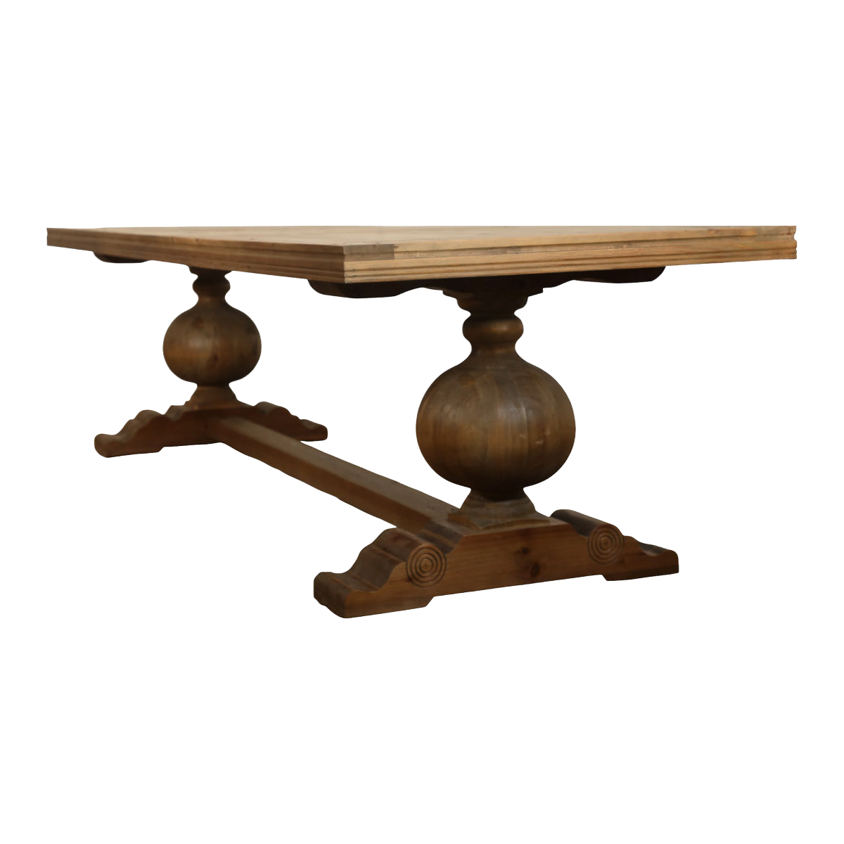 Ball Leg Dining Table Metal Inlay Corner