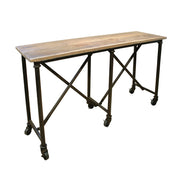 Elm and Iron Console with Cross Base