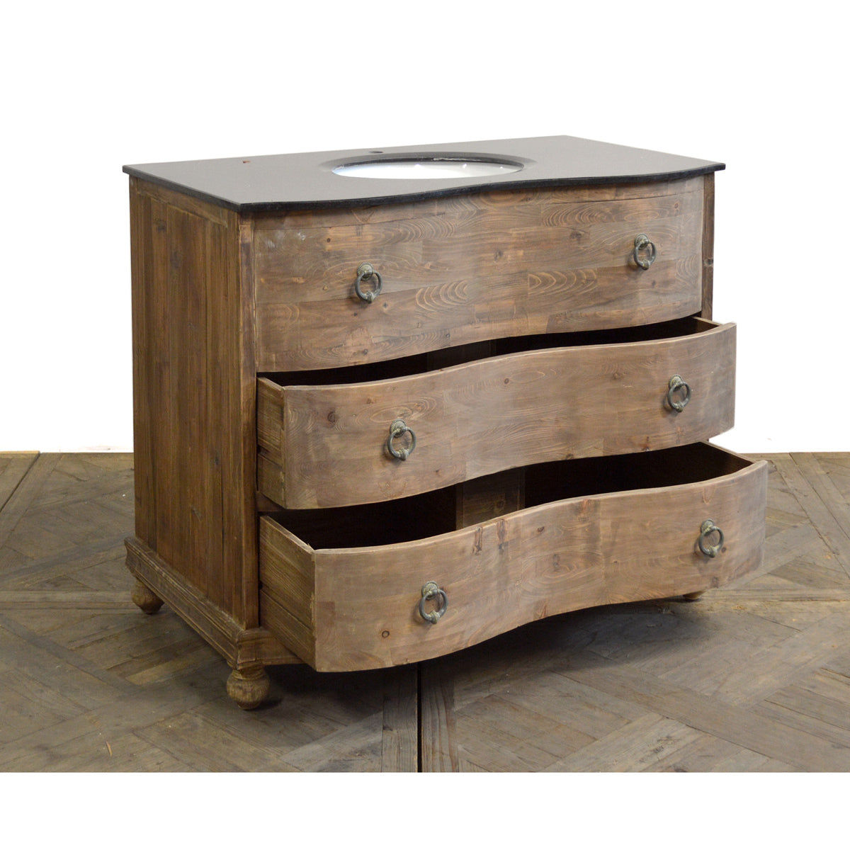 Pine Serpentine Vanity with Black Granite
