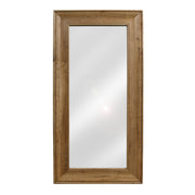 Tall rectangular mirror framed in reclaimed oak with visible grain