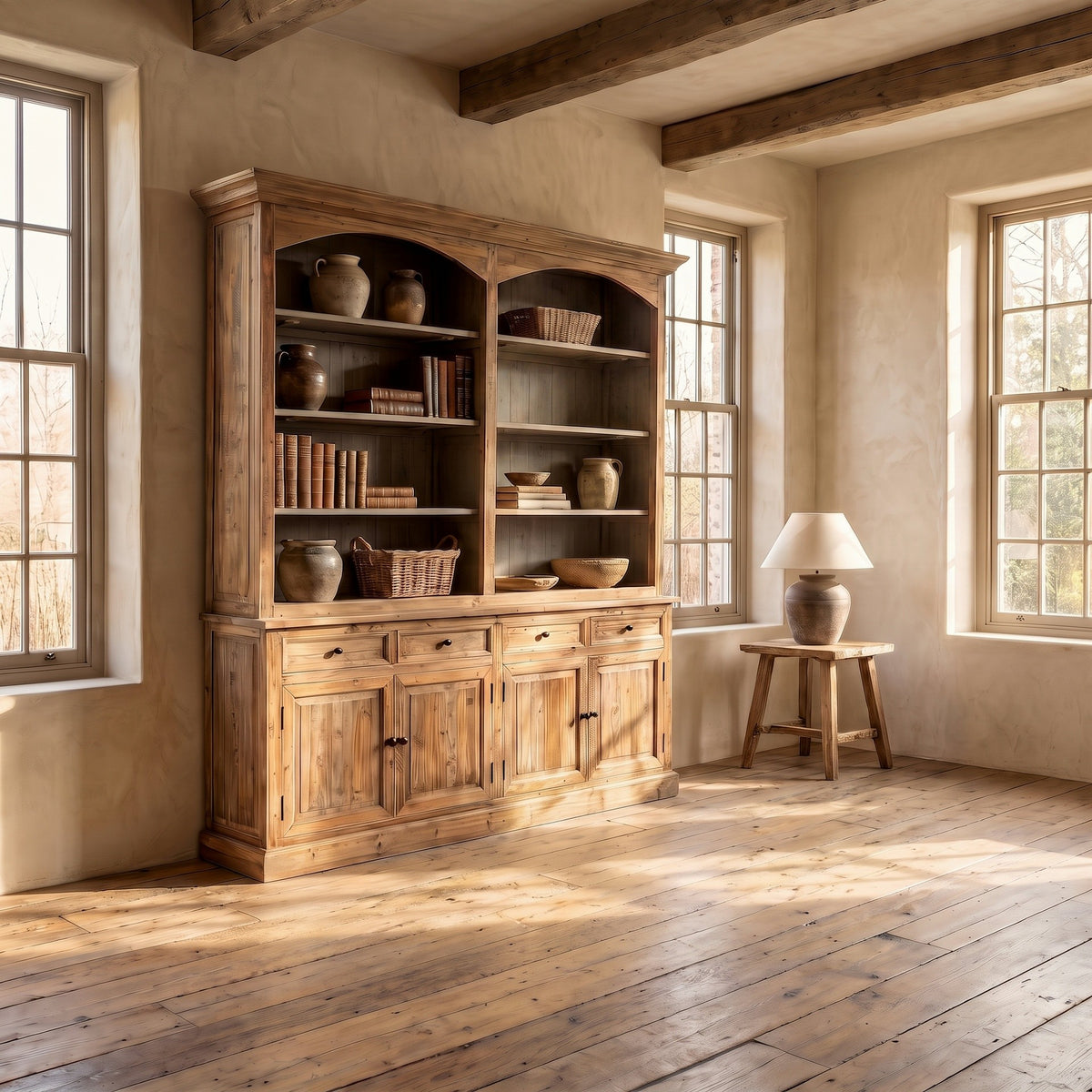 Reclaimed Pine Double Arched Bookcase