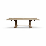 Reclaimed elm extending dining table with breadboard ends