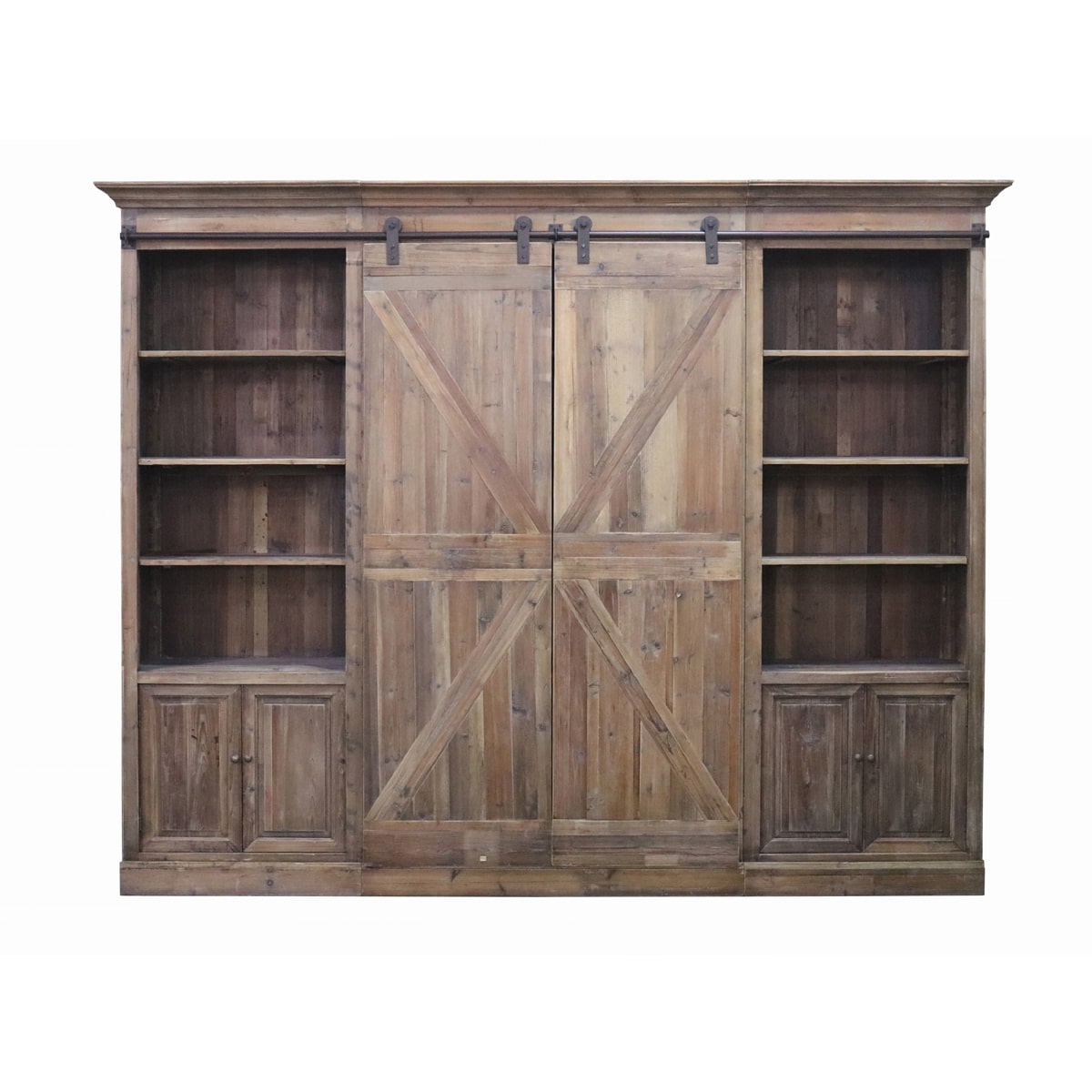 Barn Door Entertainment Cabinet in Reclaimed Pine