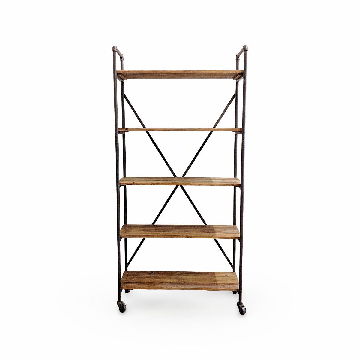 Old Pine and Iron X-Back Single Shelf
