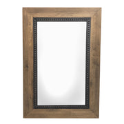 Rectangular mirror in reclaimed oak with a dark iron inner frame