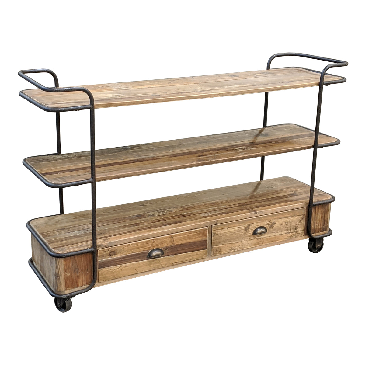 Small Open Pine Shelf with Casters
