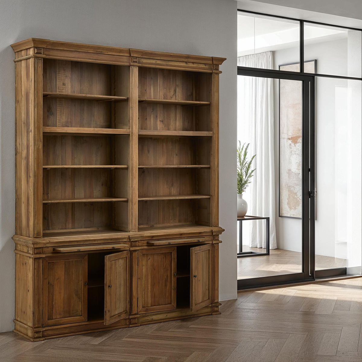 Double Bookcase in Reclaimed Pine
