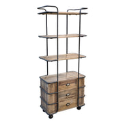Tall Open Pine Shelf with Casters