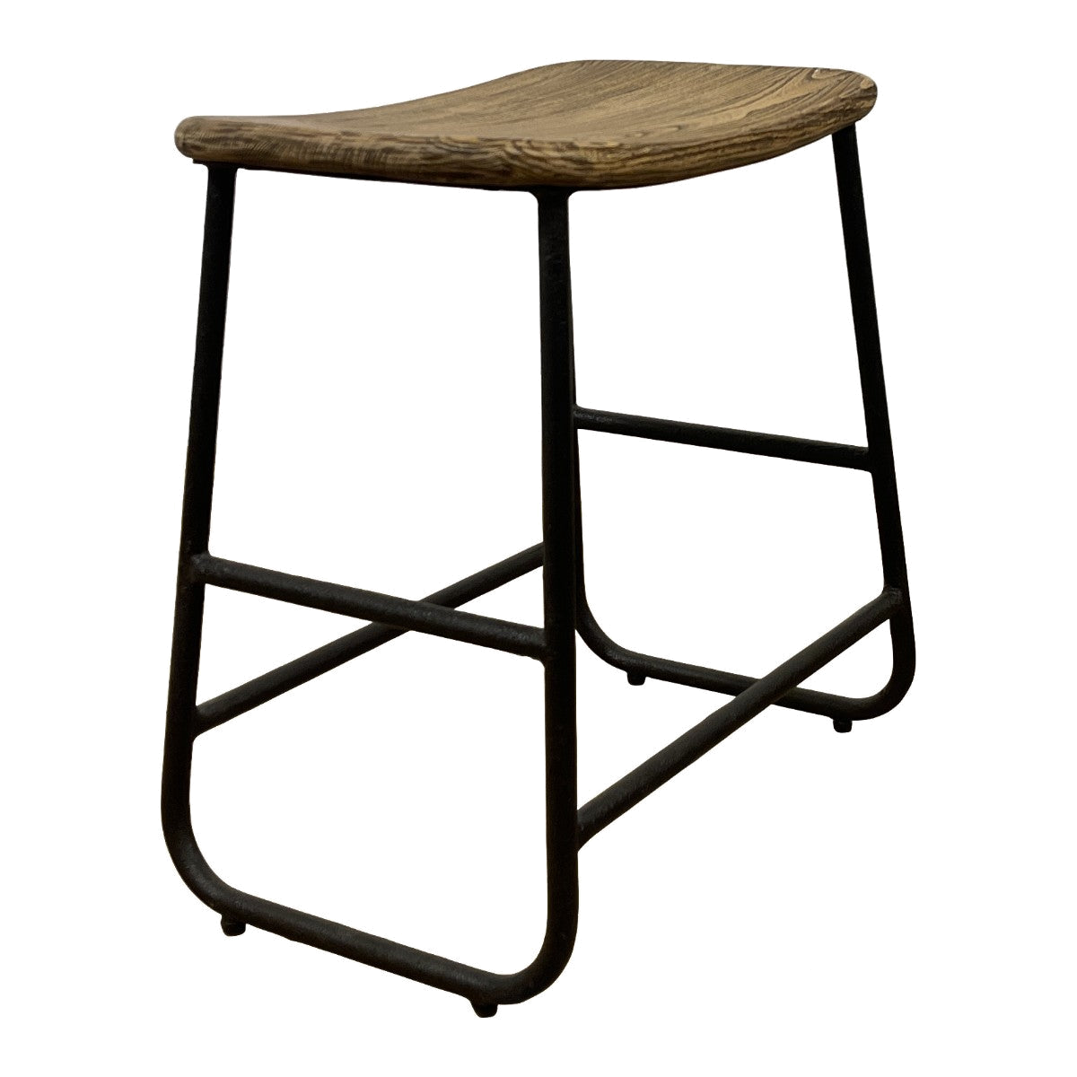 Reclaimed Elm and Iron Stool
