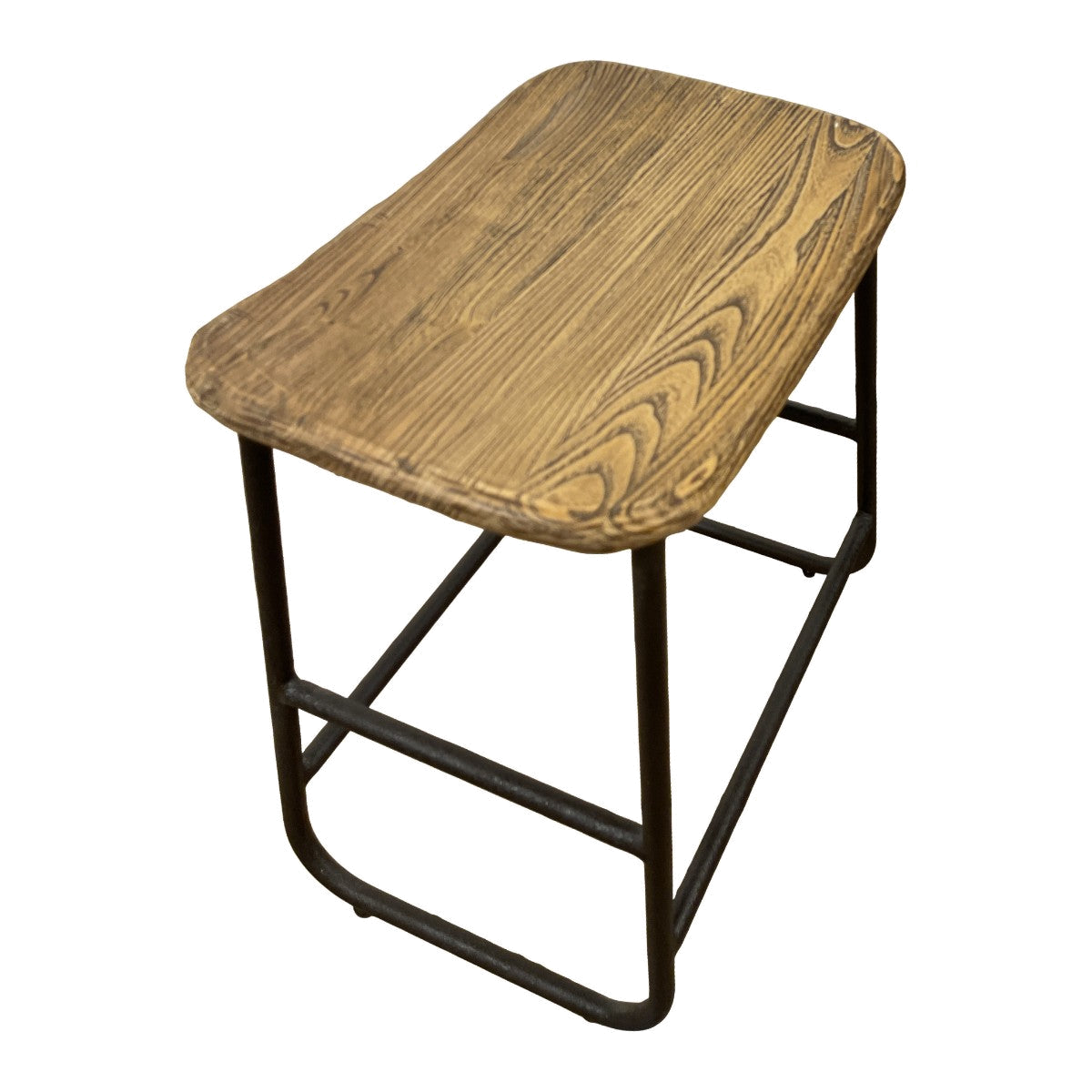 Reclaimed Elm and Iron Stool