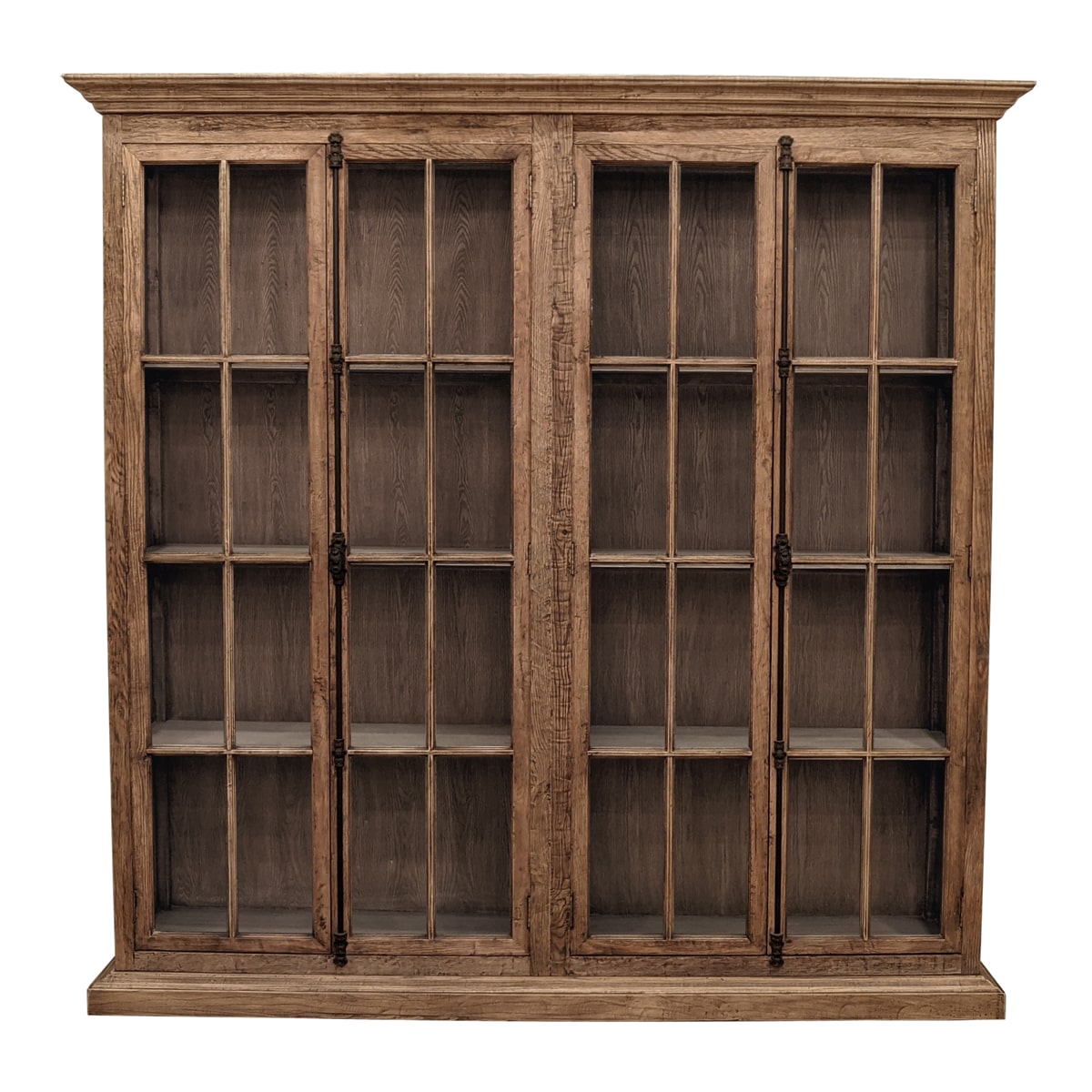 Four Door Bookcase in Natural Old Oak
