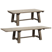 Reclaimed oak extending dining table on a trestle base